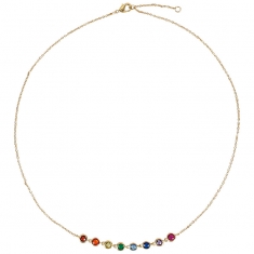 Collier 8 ronds en oxyde de zirconium multicolores, plaqué or