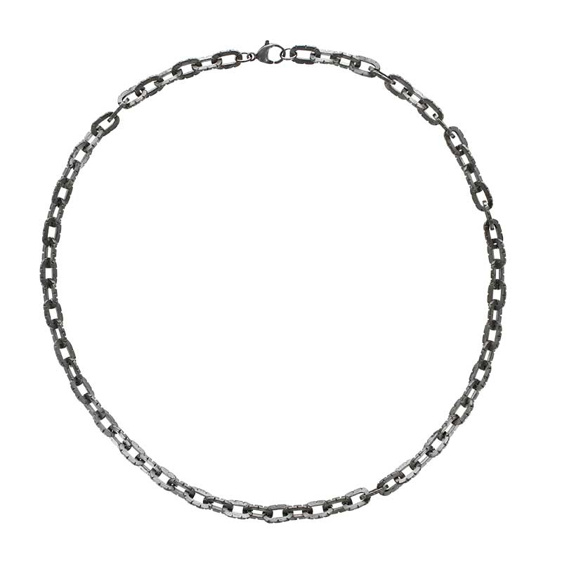 Collier à maille crantée en acier mat
