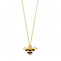 Collier abeille avec émail noir et oxydes, Or 375/1000