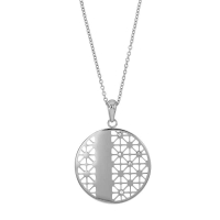 Collier Acier avec pendentif rond ajouré orné de cristaux blancs