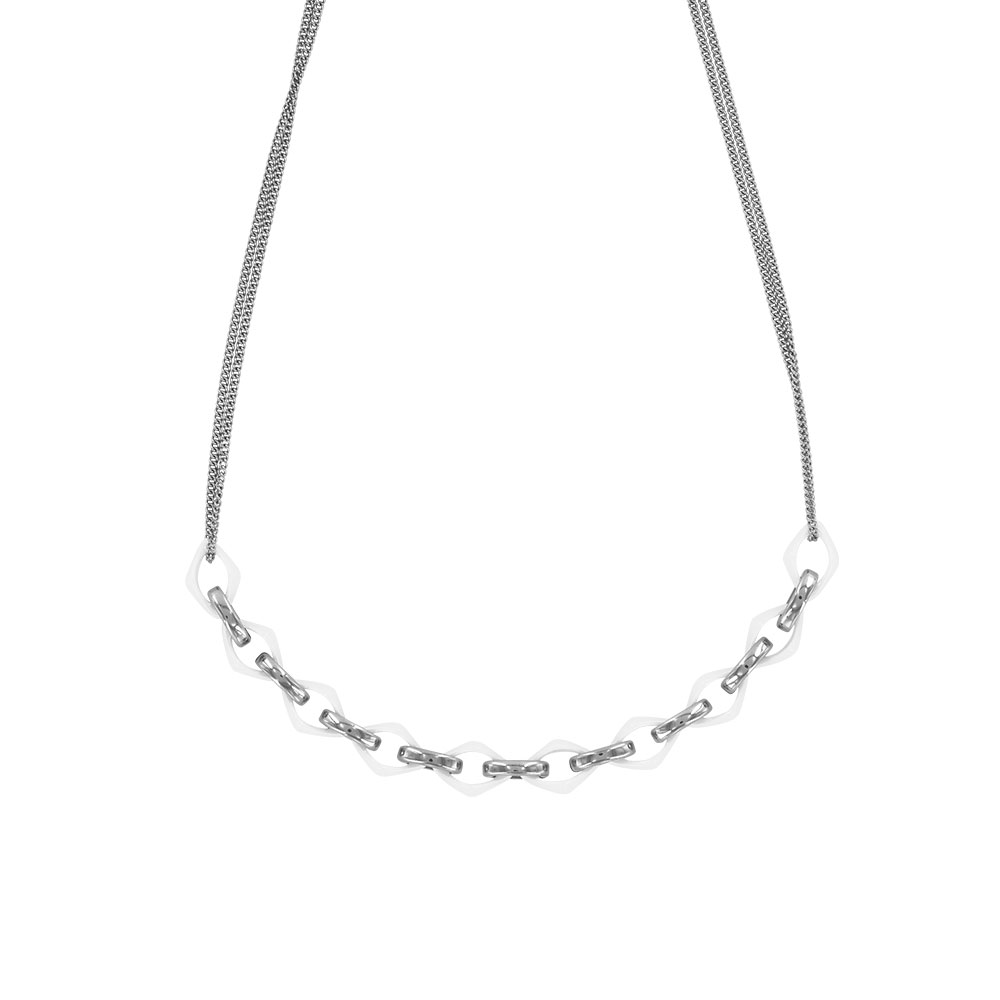 Collier acier avec triangles en céramiques et maillons en acier