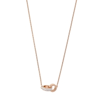 Collier acier doré rose avec 2 cerces entrelacés dont 1 orné de cristaux