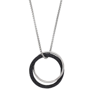 Collier acier doubles ronds, un avec des paillettes noires et un en acier