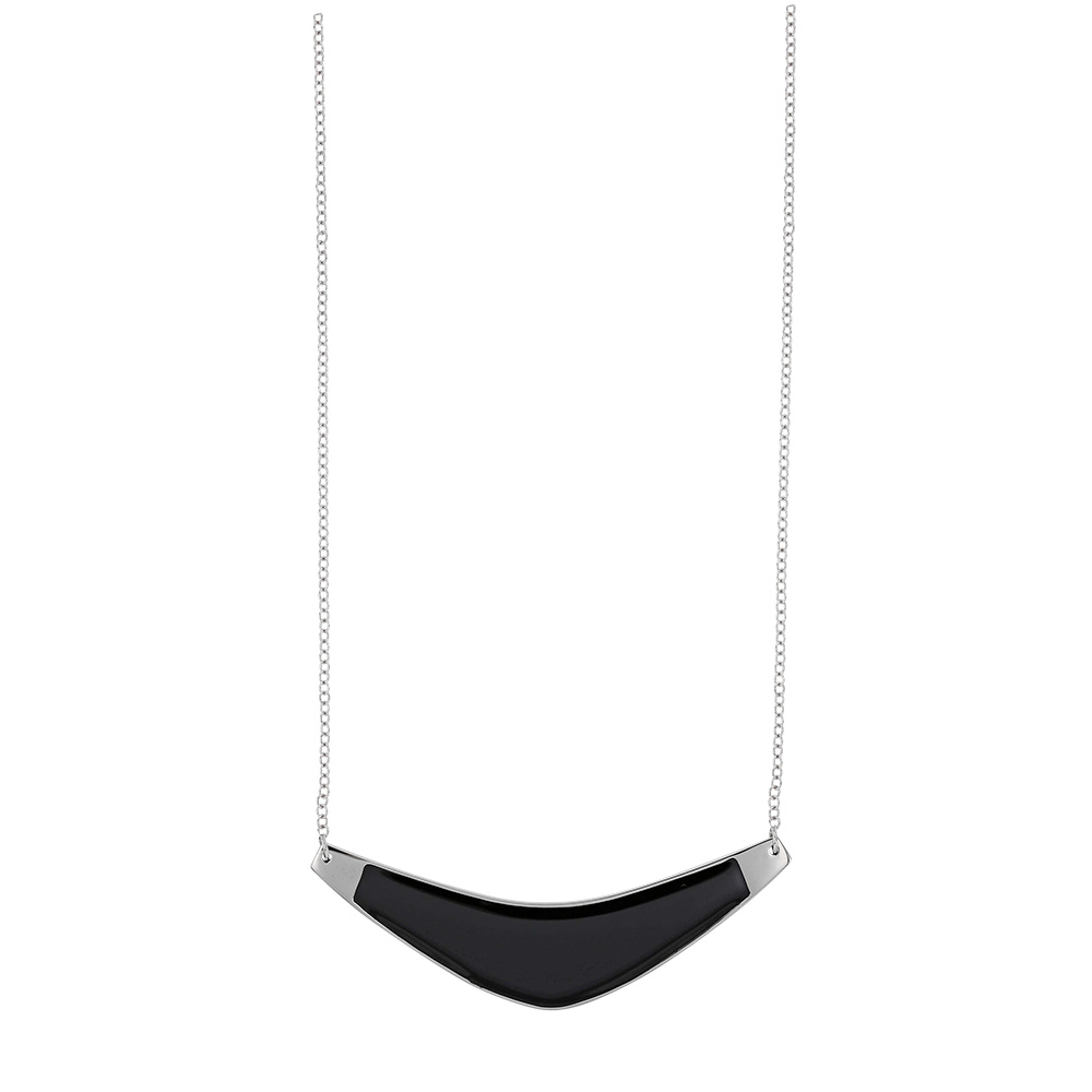 Collier acier forme courbé en émail noir