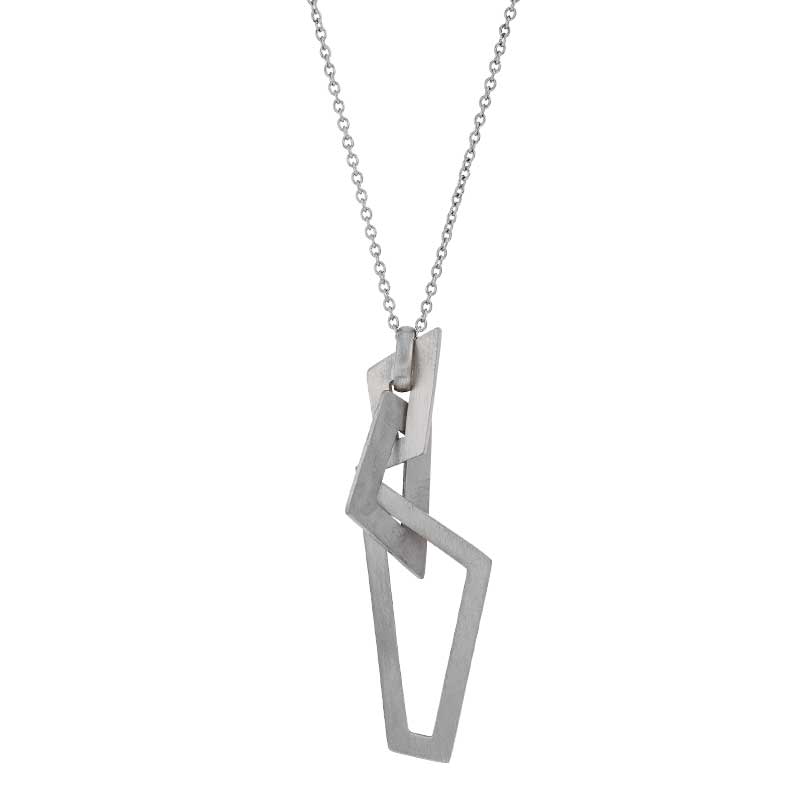 Collier Acier formes géométriques asymétriques