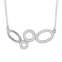Collier acier formes ovales et rondes ornées de pierres synthétiques blanches