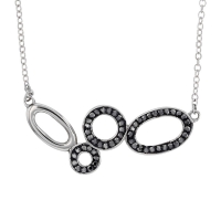 Collier acier formes ovales et rondes ornées de pierres synthétiques couleur hématite