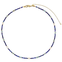 Collier acier, perles de verre Miyuki, perles d'eau douce, lapis lazuli, turquoise reconstituée