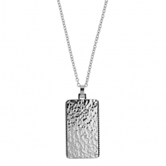 Collier Acier plaque rectangulaire martelée