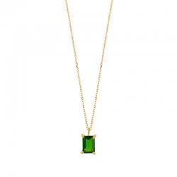 Collier Aigue-marine taille rectangle 7x5mm, Or 750/1000