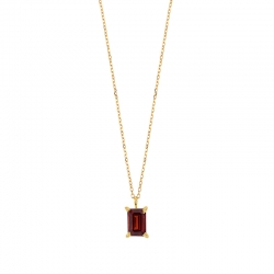 Collier Aigue-marine taille rectangle 7x5mm, Or 750/1000