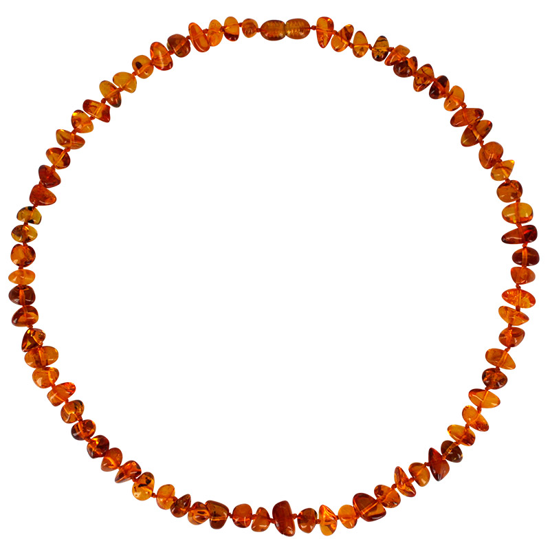 Collier ambre cognac, fermoir à vis