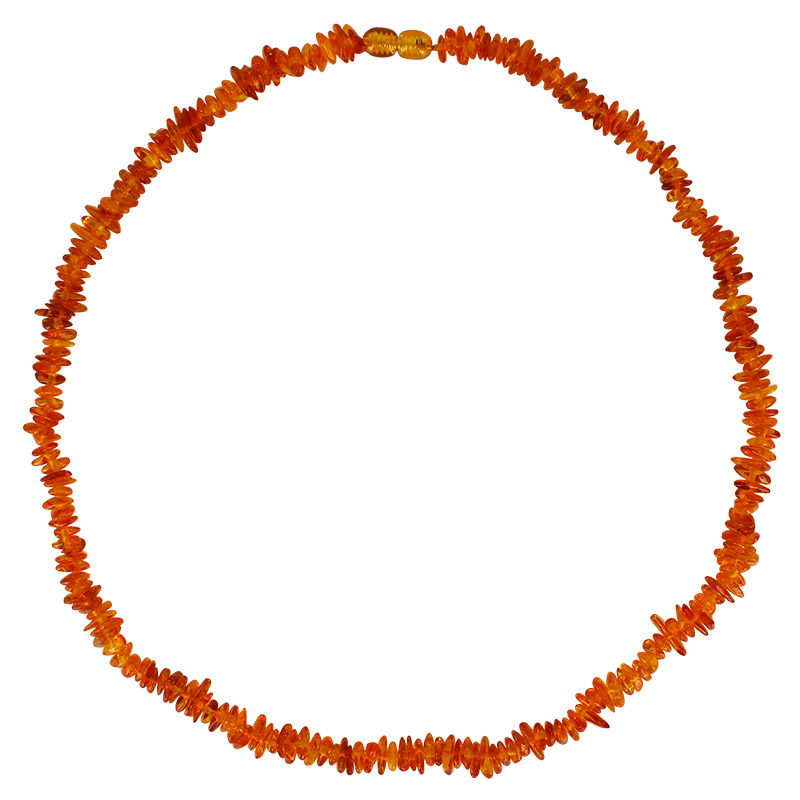 Collier ambre cognac, fermoir à vis