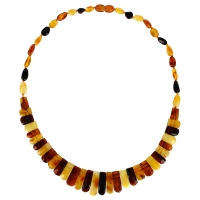 Collier ambre cognac, miel, vert et cerise avec fermoir à vis