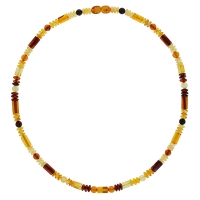 Collier ambre cognac, miel, vert et cerise, fermoir à vis