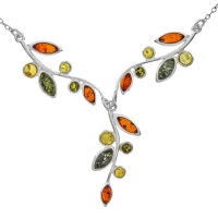 Collier ambre en argent 925/1000