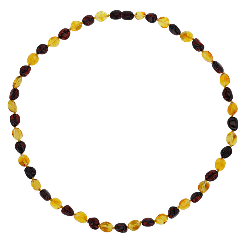 Collier ambre miel et cerise, fermoir à vis