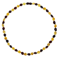 Collier ambre miel et cerise, fermoir à vis