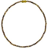 Collier ambre verte ronde, fermoir à vis
