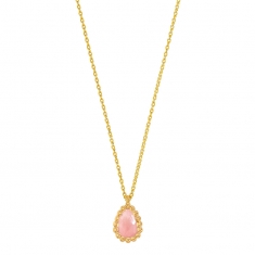 Collier Améthyste taille poire 6 x 4mm, entourage perlé Or 750/1000