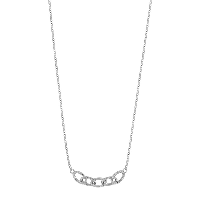 Collier 5 anneaux martelés, argent 925/1000 rhodié