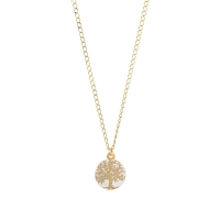 Collier Arbre de vie rond argent 925/1000 doré et blanc
