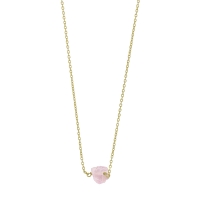 Collier argent 925/1000 doré 2 microns avec pierre brute en Quartz rose