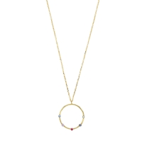 Collier argent 925/1000 doré avec cercle serti de 5 cristaux multicolores