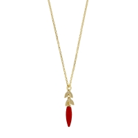Collier argent 925/1000 doré avec émail rouge