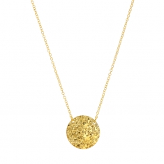 Collier argent 925/1000 doré motif rond effet martelé