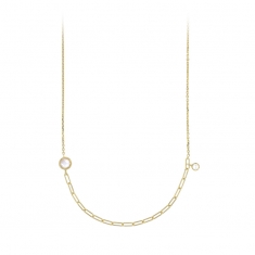 Collier argent 925/1000 doré orné d'agate facettée blanche et d'oxyde de zirconium