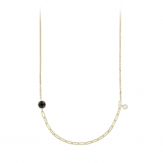 Collier argent 925/1000 doré orné d'agate facettée blanche et d'oxyde de zirconium