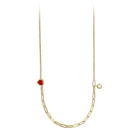 Collier argent 925/1000 doré orné de cristal rouge et d'oxyde de zirconium