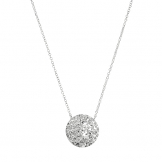 Collier argent 925/1000 platiné avec motif rond martelé