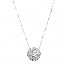 Collier argent 925/1000 platiné avec motif rond martelé