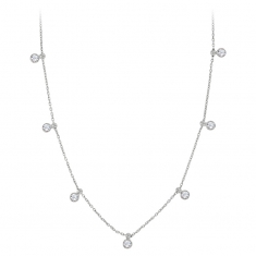 Collier argent 925/1000 platiné avec pampilles d'oxydes de zirconium