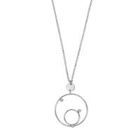 Collier argent 925/1000 rhodié 2 cercles avec oxydes de zirconium