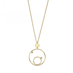 Collier argent 925/1000 rhodié 2 cercles avec oxydes de zirconium