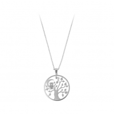 Collier argent 925/1000 rhodié arbre de vie ajouré