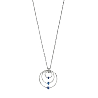 Collier argent 925/1000 rhodié avec 3 cercles ornés de cristaux bleus