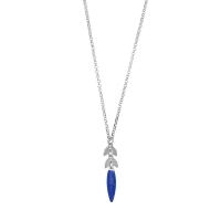 Collier argent 925/1000 rhodié avec émail bleu marine