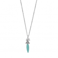 Collier argent 925/1000 rhodié avec émail bleu turquoise