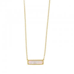 Collier argent 925/1000 rhodié avec rectangle en verre bleu