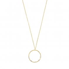 Collier argent 925/1000 rhodié cercle orné de 5 cristaux