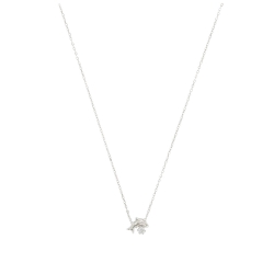 Collier argent 925/1000 rhodié dauphin avec un oxyde de zirconium blanc