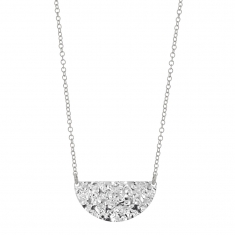 Collier argent 925/1000 rhodié - demi-lune martelée