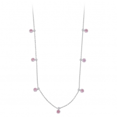 Collier argent 925/1000 rhodié LUNA pampilles orné d'oxydes de zirconium rose