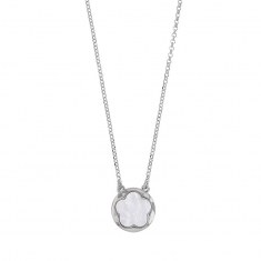 Collier argent 925/1000 rhodié MADRE PERLA avec nacre en forme de fleur