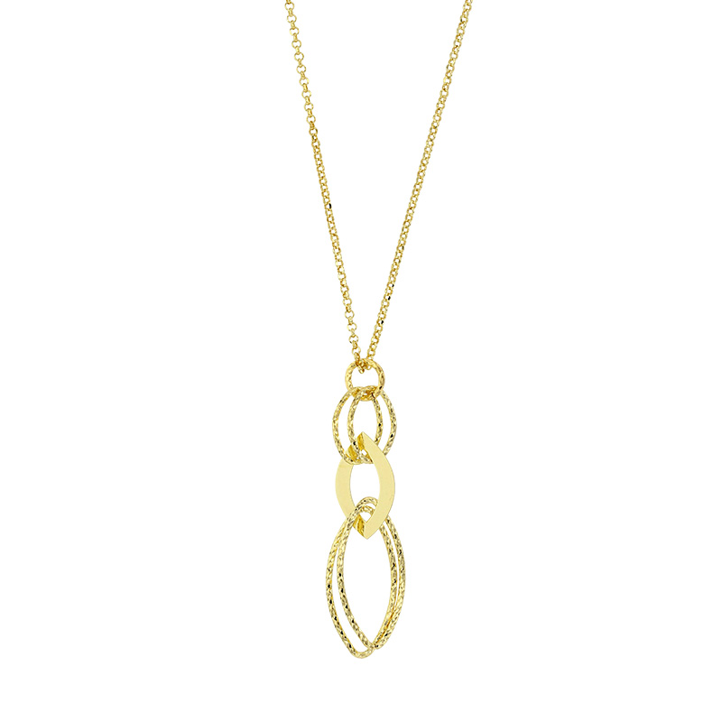 Collier argent 925/1000 doré lisse et diamanté