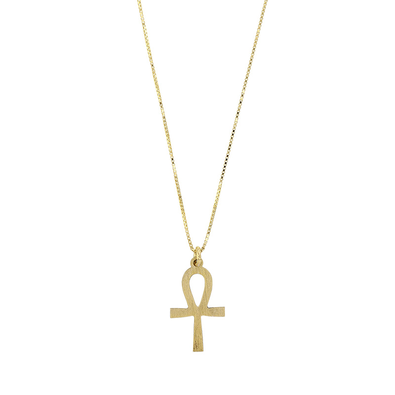 Collier argent 925/1000 doré orné d'une croix Ankh égyptienne